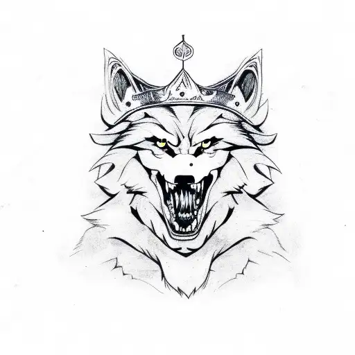 Werewolf Wearing A Crown Holding Sword
