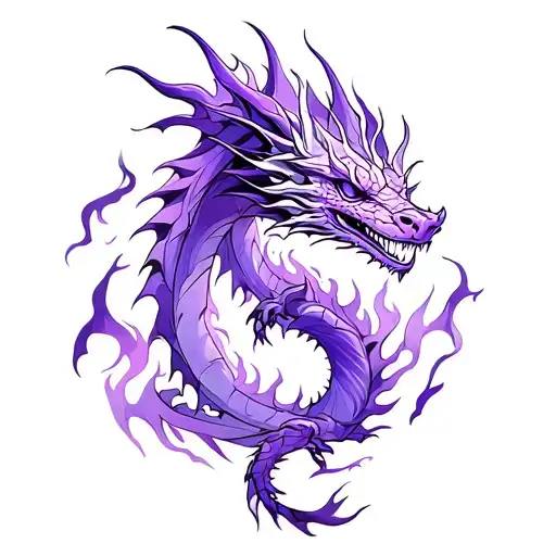 Dragon Purple Flames Mystical