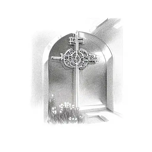 Heaven Door With Cross On The Side