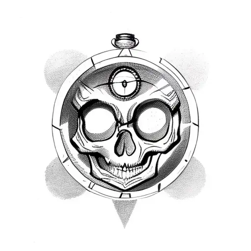 Skull With Compass And Pocket Watch As Eyes
