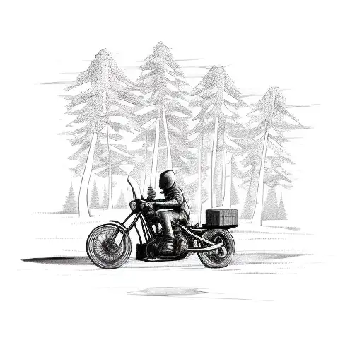 Motorcyclist In Forest