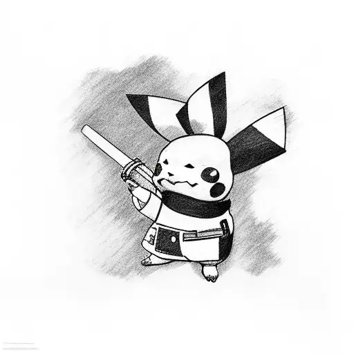Pikachu Wearing Stormtrooper Costume Holding A Katana