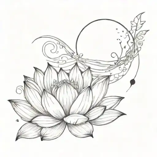Half Moon And Lotus Flower Emerging