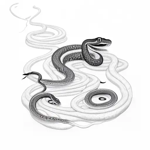 All Black Plants With A Single Snake Weaving Through Them