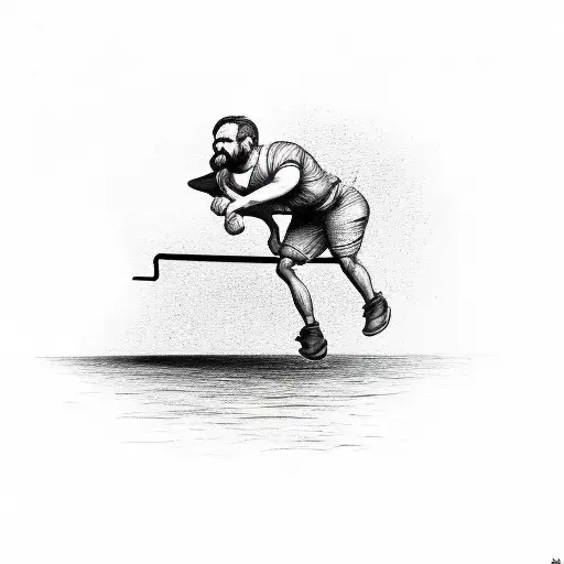 Strong Man Pulling Up Small Man Balancing On A Bar On A Globe