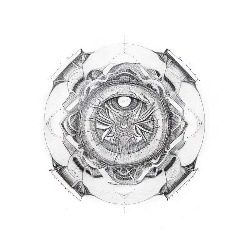 A Sketch-style Tattoo Of A Vinyl Record With Intricate Nature Patterns Inside