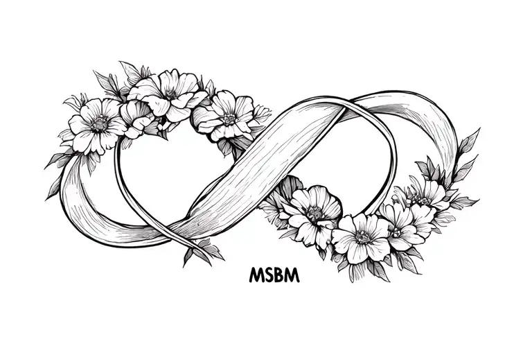 Infinity Sign With Intertwined Hearts And Flowers With The Word Msbm
