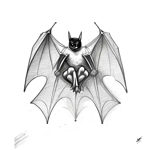 A Sketch Of A Bat With Musical Notes As Its Wings