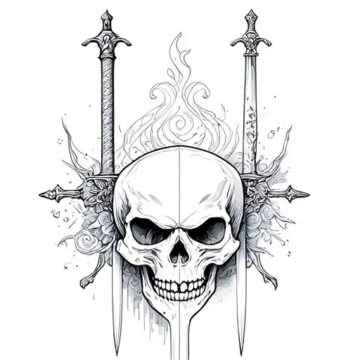 Skull With Sword Backround