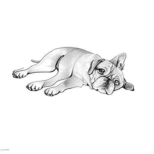 A Dog Laying Down On A Black Background