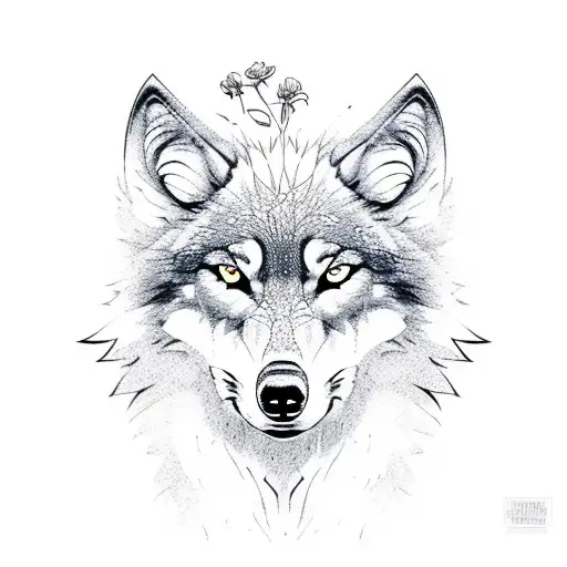 Wolf With Flowers
