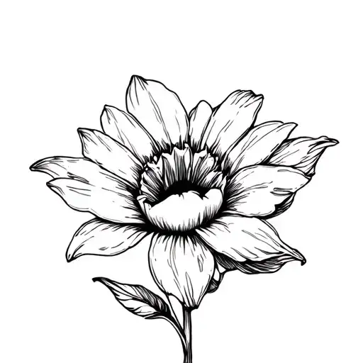 Minimilistic Black And White Flower With Hidden Semicollon