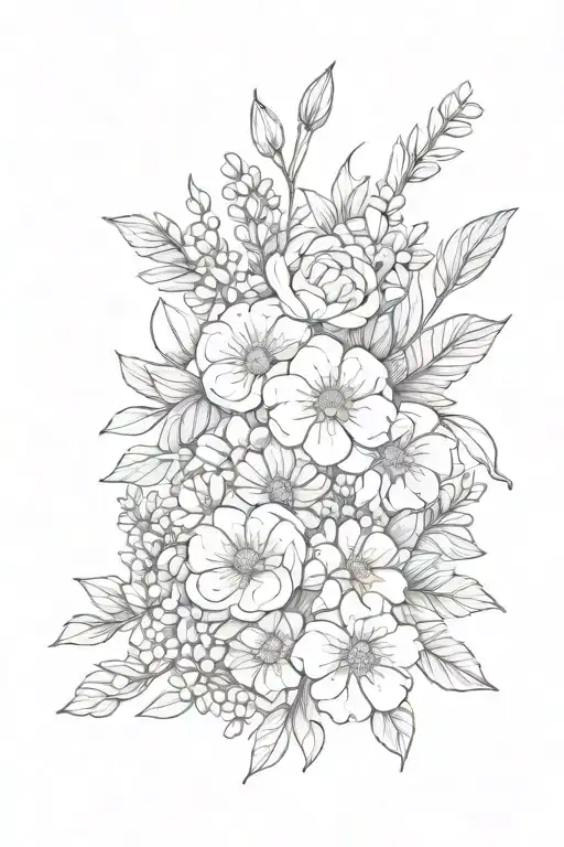 Bunch Of Birth Month Flowers Wrapped