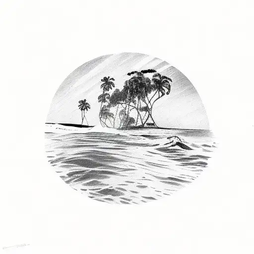 Australia Outline Country Palms Surfing