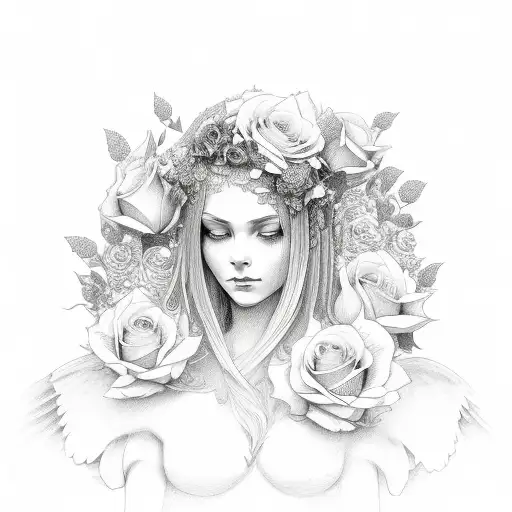 Guardian Angel With Roses