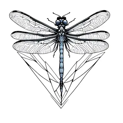 A Dragonfly Surrounded By Geometric Shape
