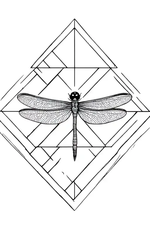 A Dragonfly Surrounded By Geometric Shape