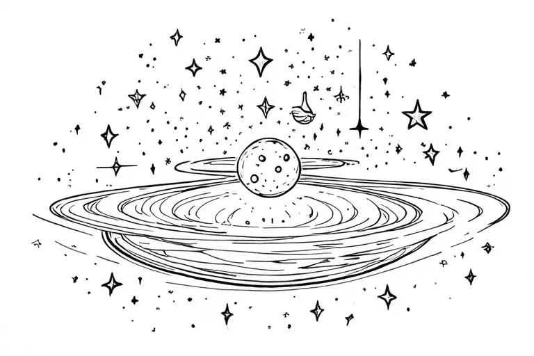 Planette And Star In A Galaxy