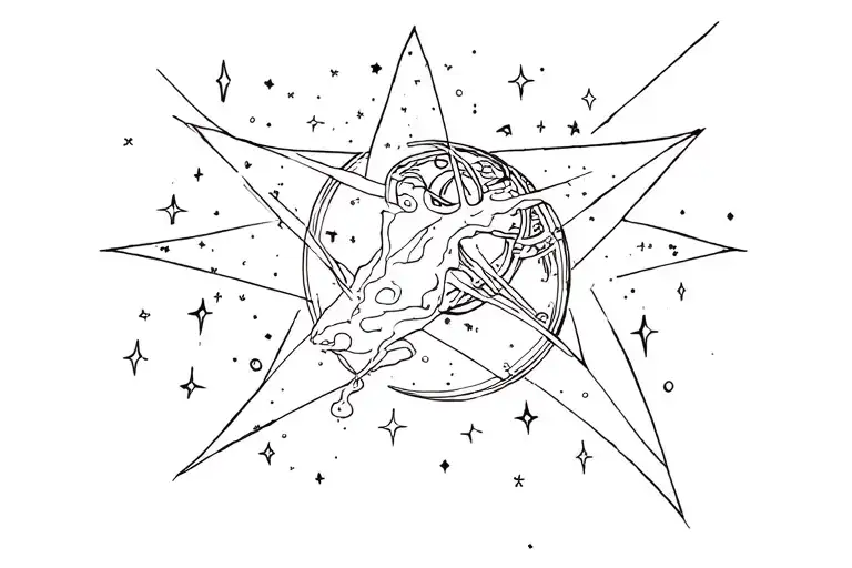 Planette And Star In A Galaxy