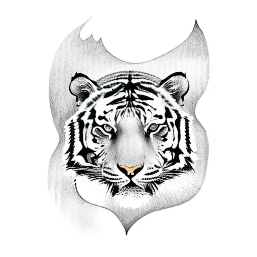 Tiger With Storm Behind