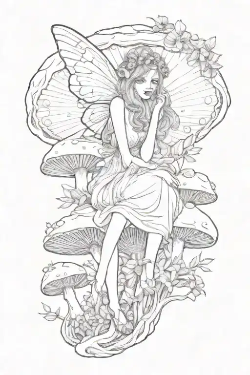 Fairy Lying On A Mushroom