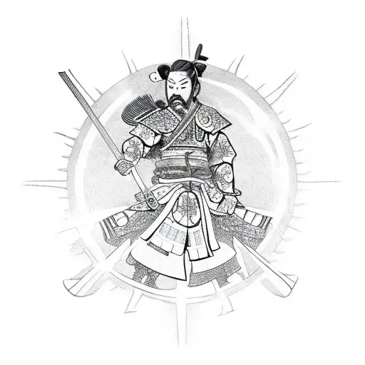 Samurai With A Sun And Roses