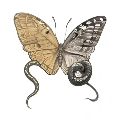 A Butterfly And A Snake