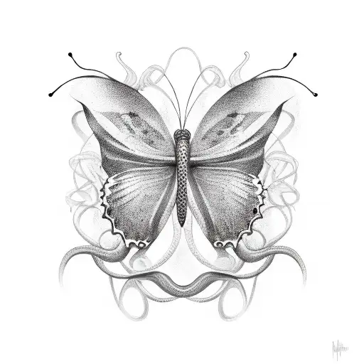 Half Butterfly And Snake