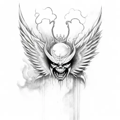 A Demon With Wings Floating In The Air