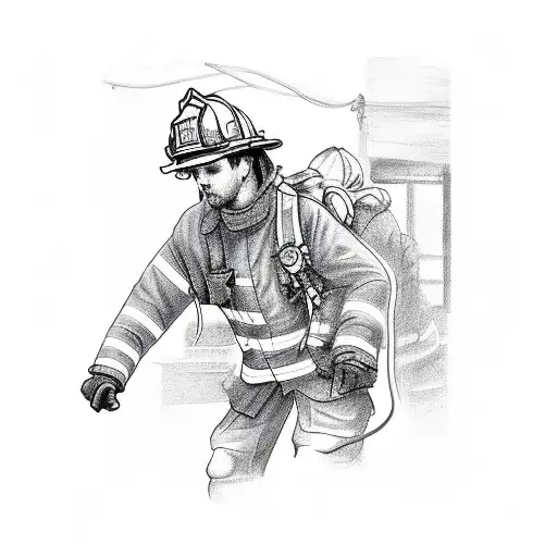 A Firefighter Heroically Rescuing Someone From A Burning Building