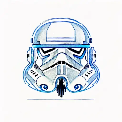 Blue Cloud And A Stormtrooper Helmet