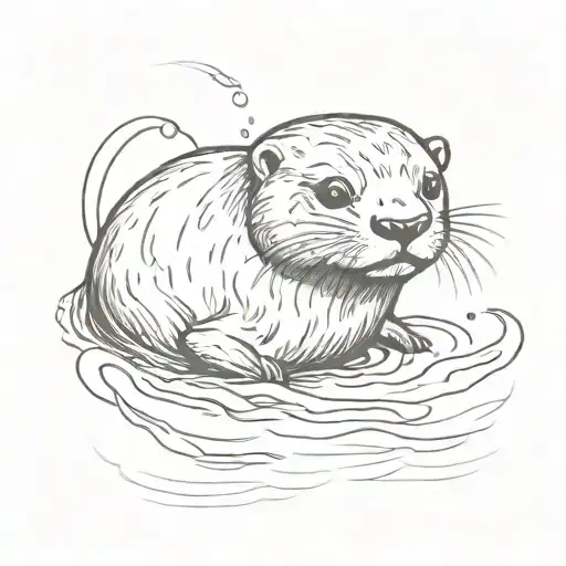A River Otter Popping Out Of Water