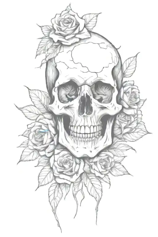 Skull And Black Rose