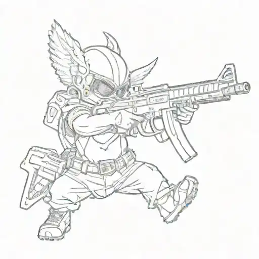 Gangster Baby Cupid Holding Gun Shooting With An Ar 15