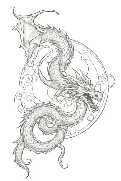 Dragon With Moon
