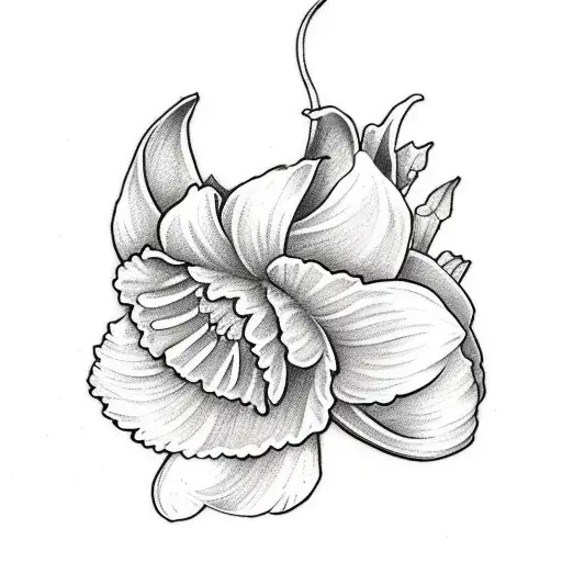 Daffodil Lily Of Valley And Marigold Tattoo Simple Outline No Shading Small
