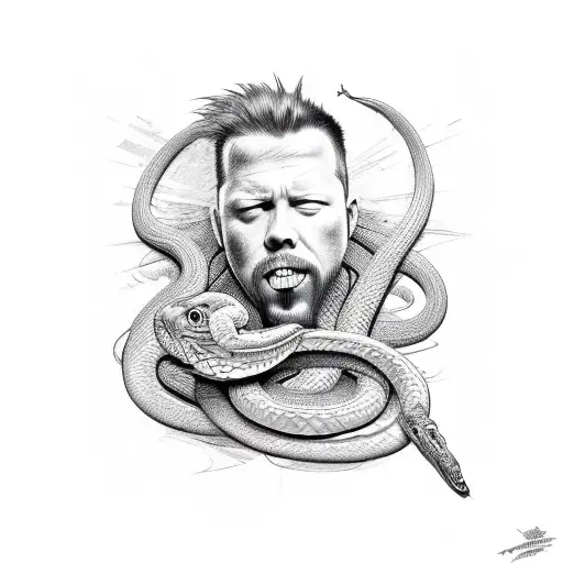 James Hetfield Guitar With A Snake Wraped Around The Head Of The Guitar
