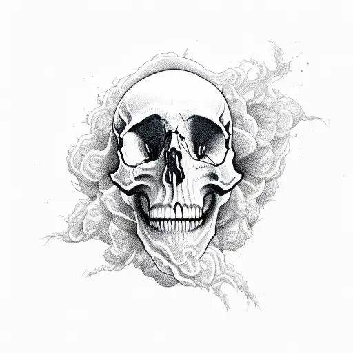 A Skull Engulfed In Swirling Smoke