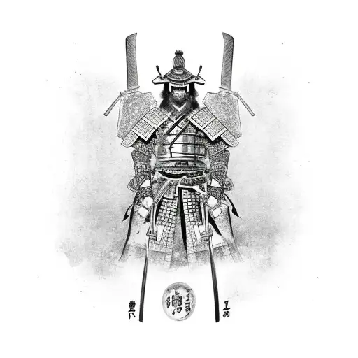 Samurai Armour Displayed With 2 Swords