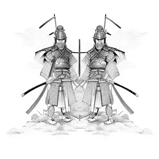 Samurai Armor Displayed With 2 Swords