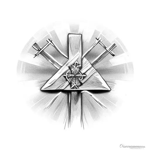 Christian Wooden Cross With Barbwire