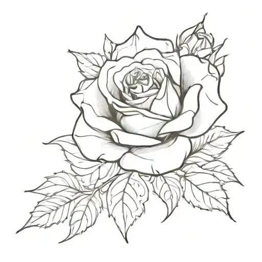 Make A Cursive Line With A Rose Intertwined