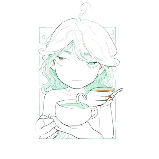 A Girl With Green Hair Witch Brewing Coffee