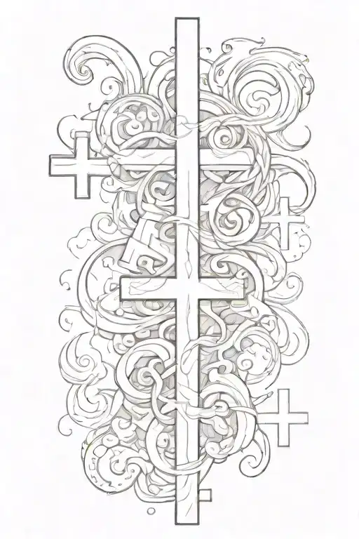 A Collage Of Smoke Surrounding A Simple Cross