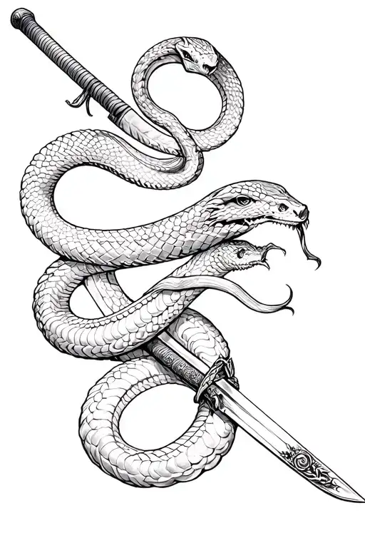 Snake And Katana Sword Wrapped
