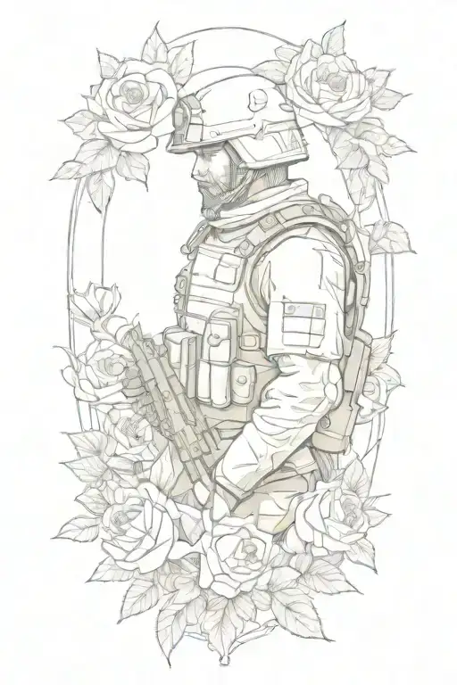 A Collage Of A Christian Soldier Surrounded By Roses