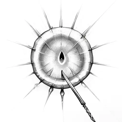 A Sketch Of A Sword Piercing Through A Water Droplet
