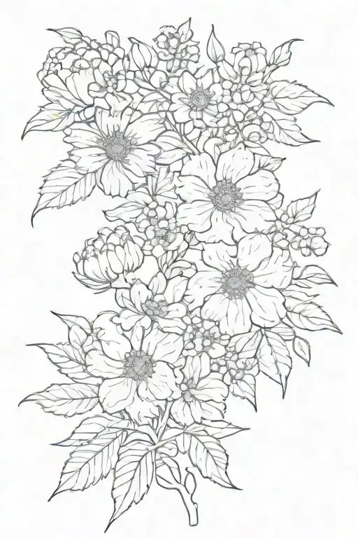 Sketch September And August Birth Flowers Together