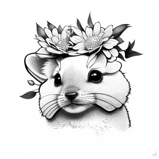 Cute Animal Surrounded By Flowers