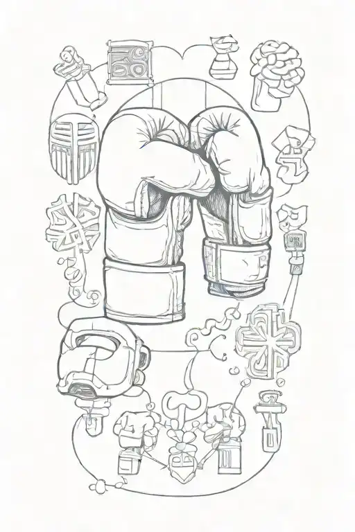 A Collage Featuring Mental Health And Boxing Symbols